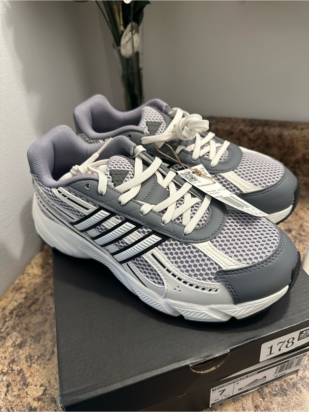 adidas Women’s Gray and White Mesh Running Sneakers